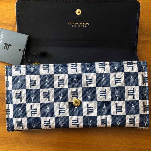 London Fog LFWS23901-Navy Lara Signature Flap Wallet 100th Year Anniversary $48 - Picture 2 of 12